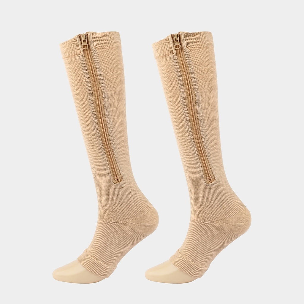 Toeless Compression Socks With Side Zipper For All Day Wear, Sports Socks