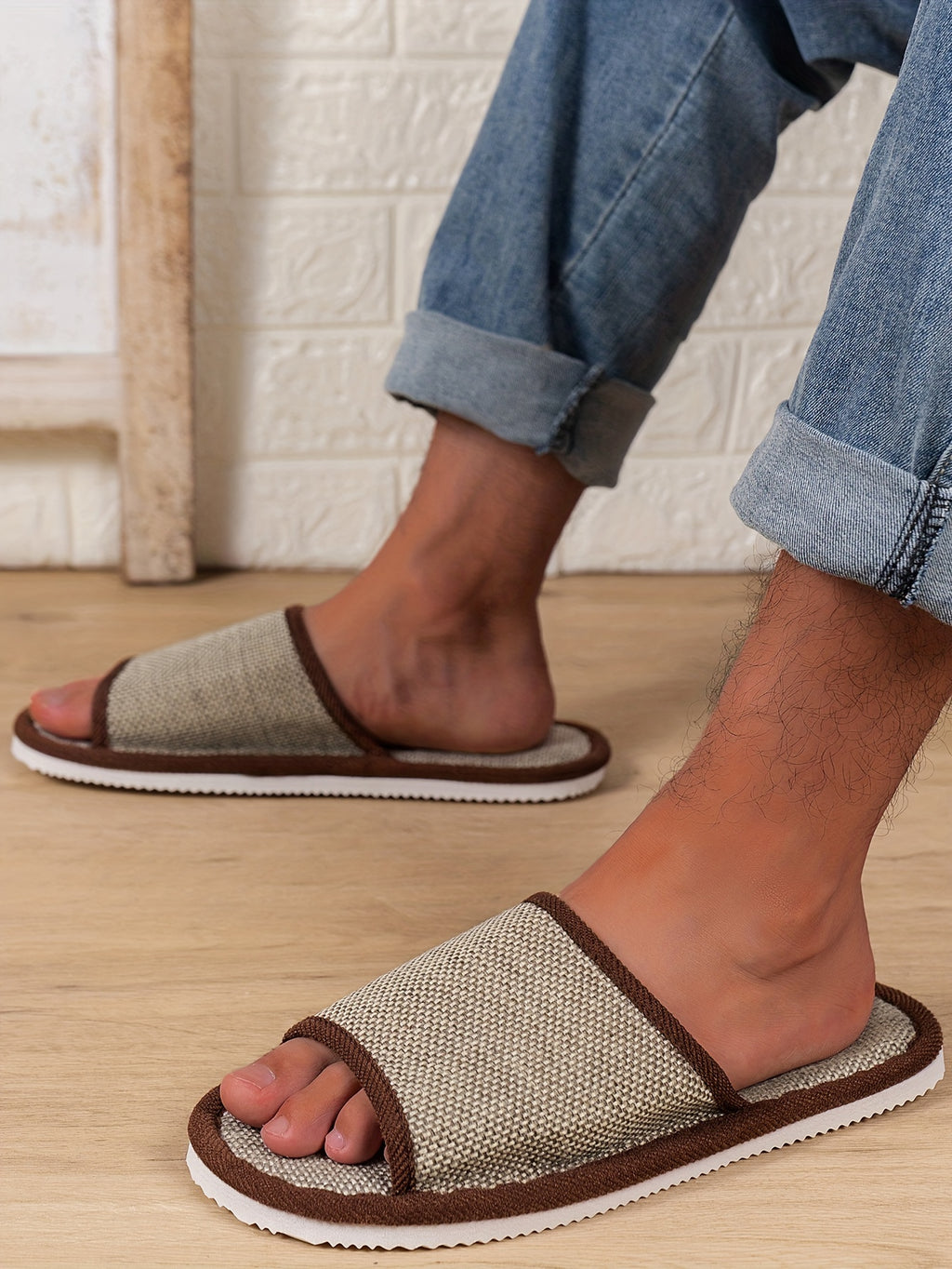 Mens Open Toe Slippers