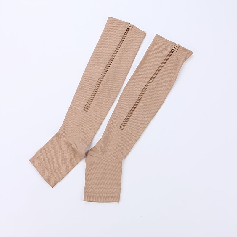 Toeless Compression Socks With Side Zipper For All Day Wear, Sports Socks
