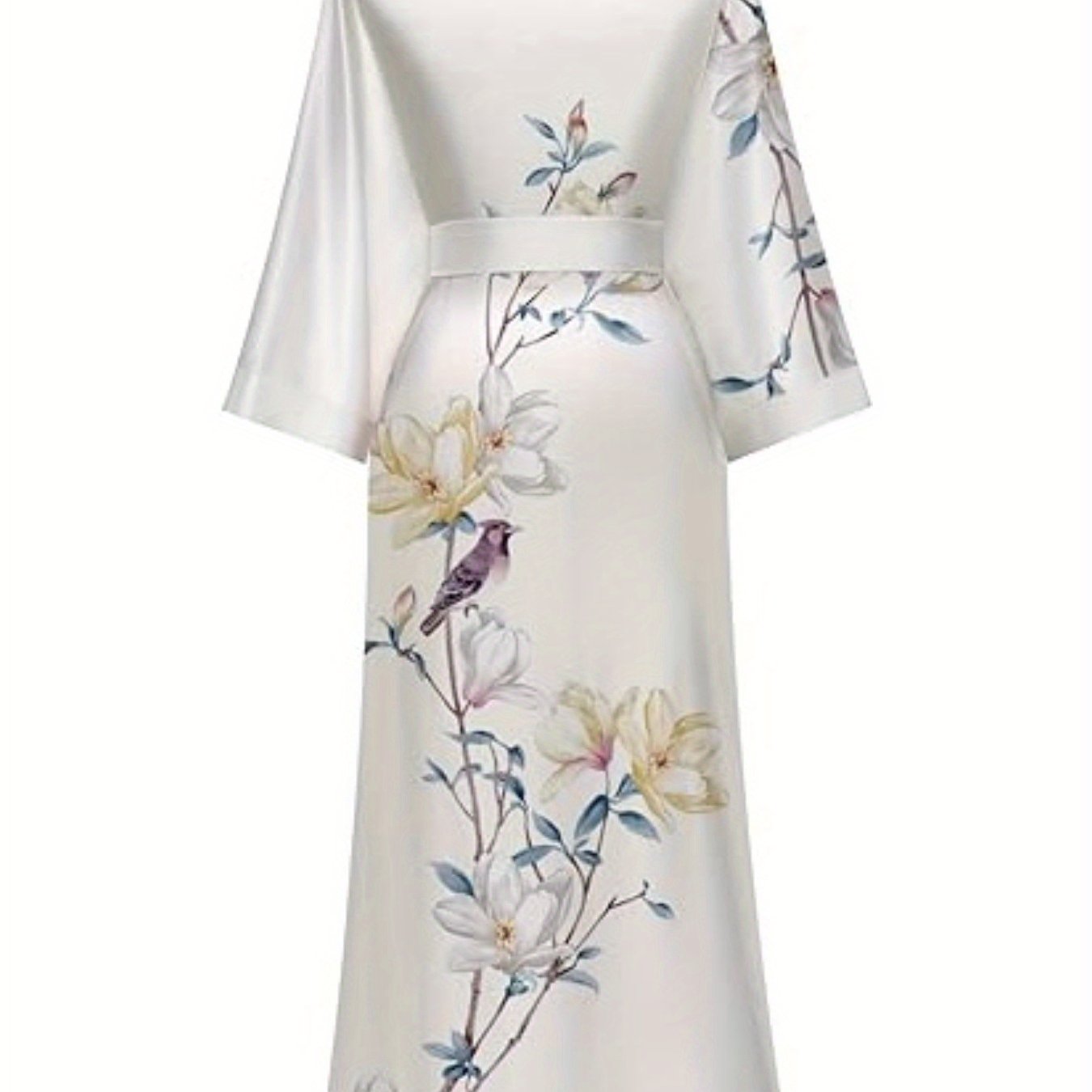 Floral Print Satin Women's Kimono Robes