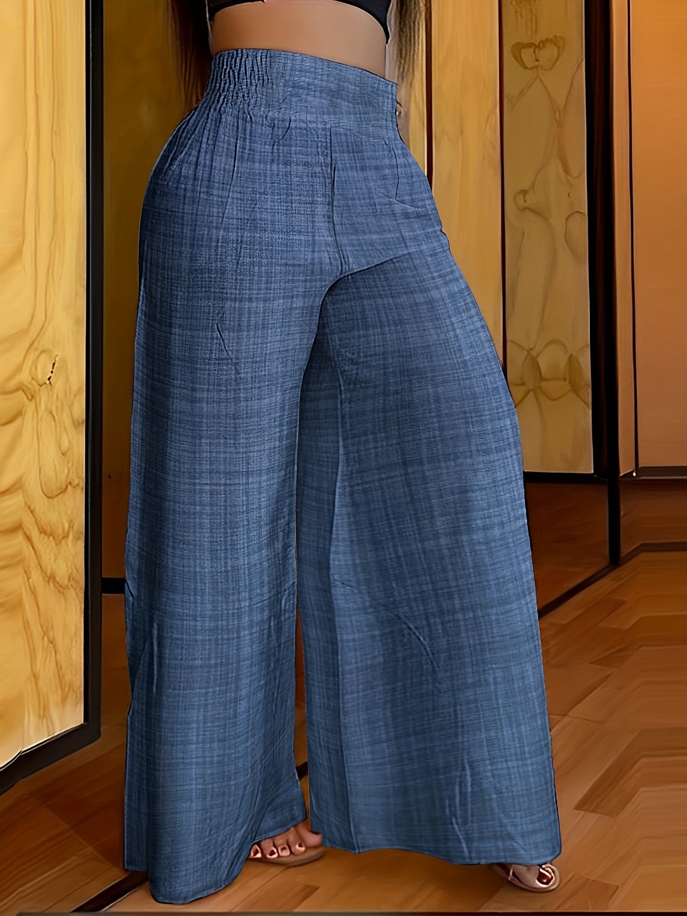Elegant Solid Color Wide Leg Palazzo Pants