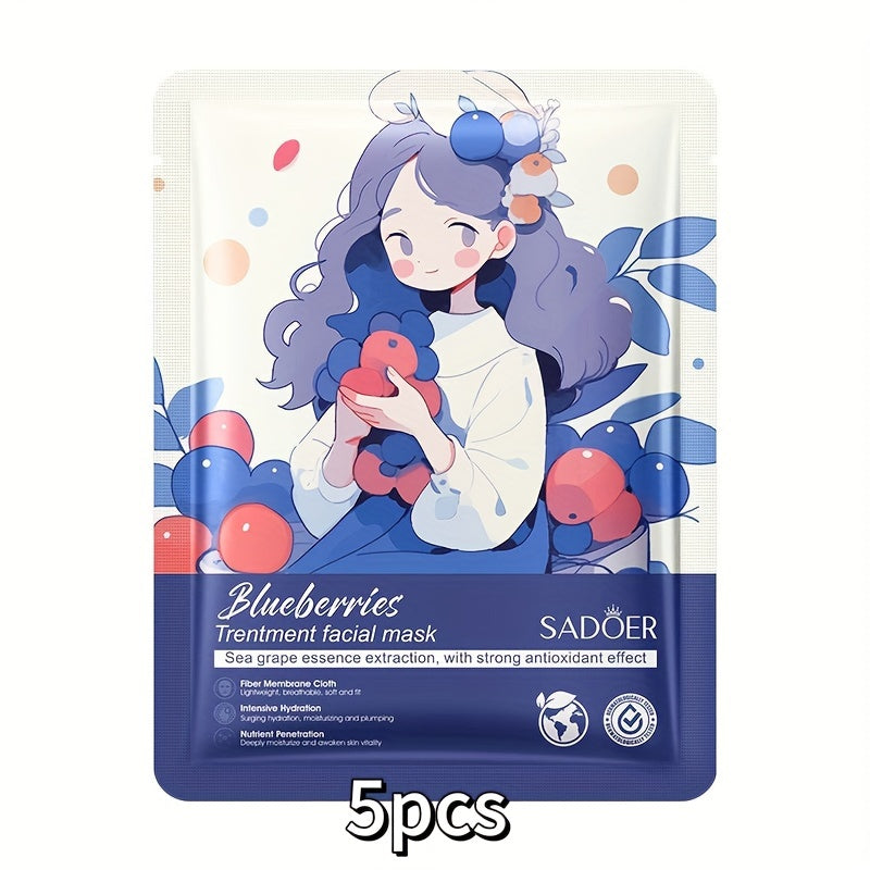 5 Pieces/10 Pieces Plant-Based Squalane Facial Mask Set Alcohol free