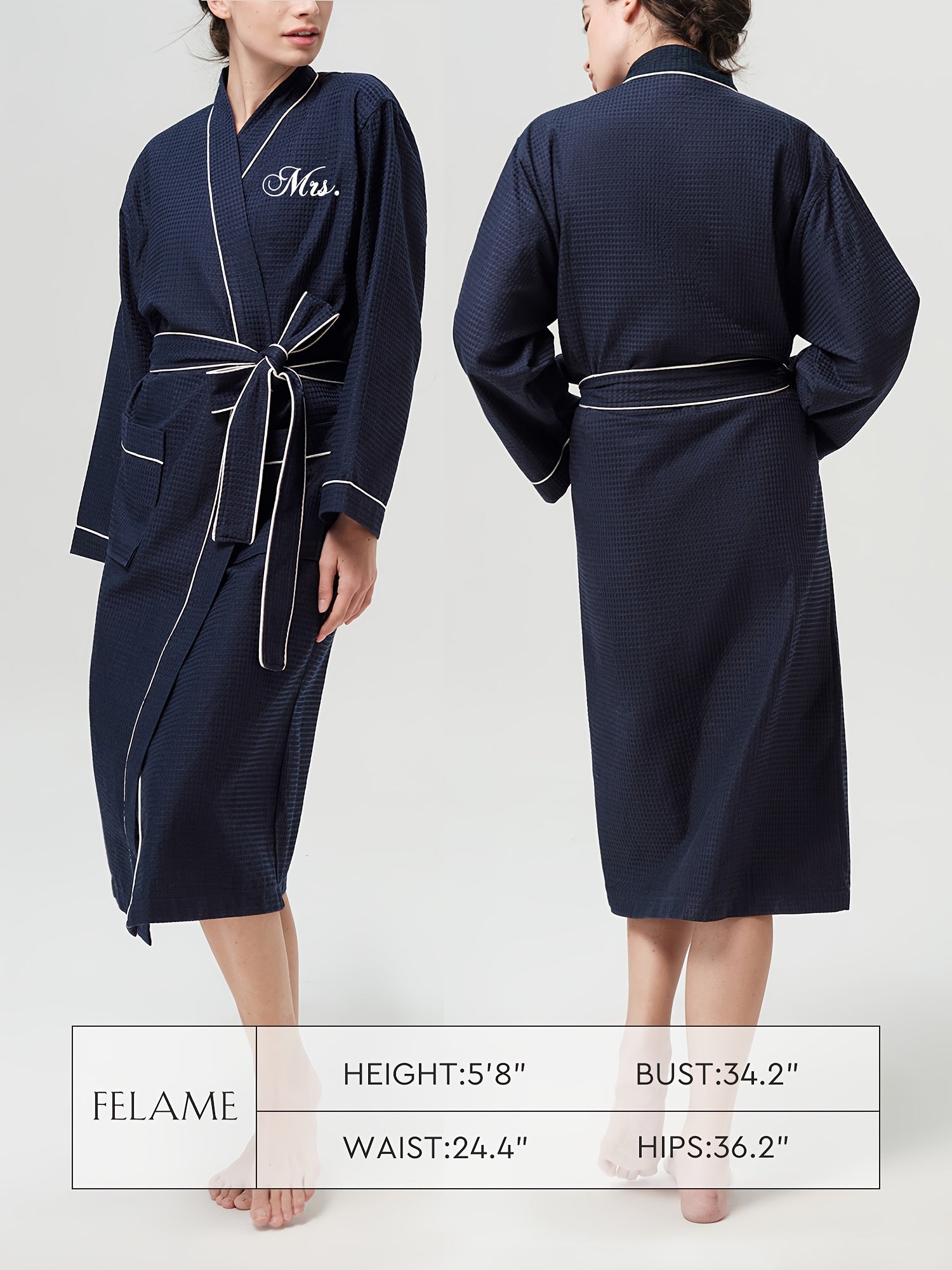 BRIDAL 2Pcs Couple's Waffle Knit Robes Embroidered