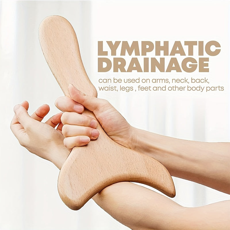 1pc Ergonomic Fish Tail Shaped Wooden Massage Tool