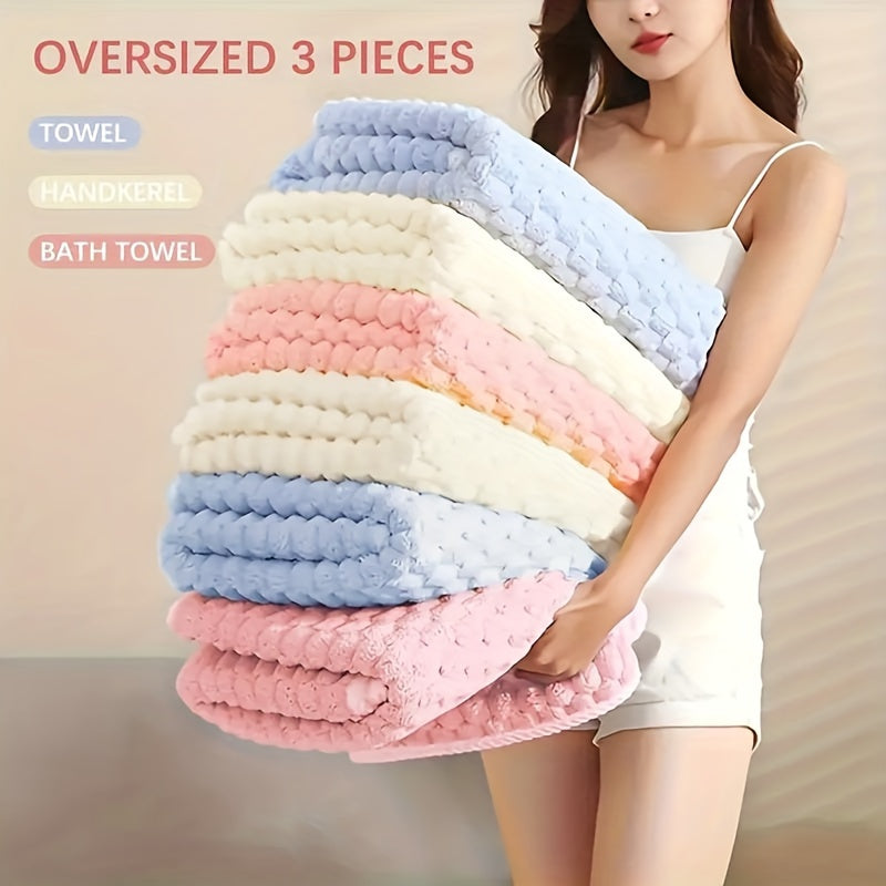 3-Piece Luxury Ultra-Soft Waffle Weave Towel Set