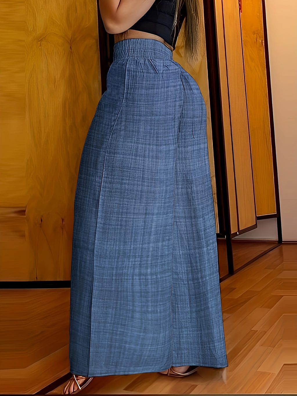 Elegant Solid Color Wide Leg Palazzo Pants
