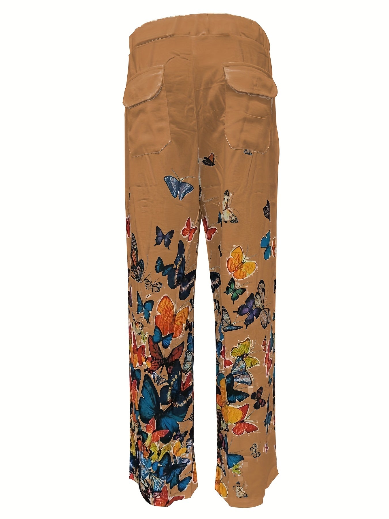 Men's Butterfly Pattern Straight Leg Pants - Casual Beach Trousers