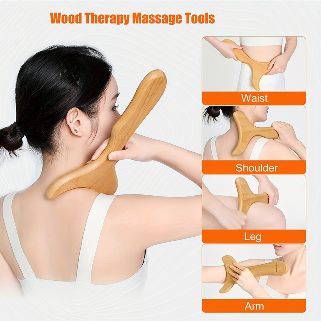 1pc Ergonomic Fish Tail Shaped Wooden Massage Tool