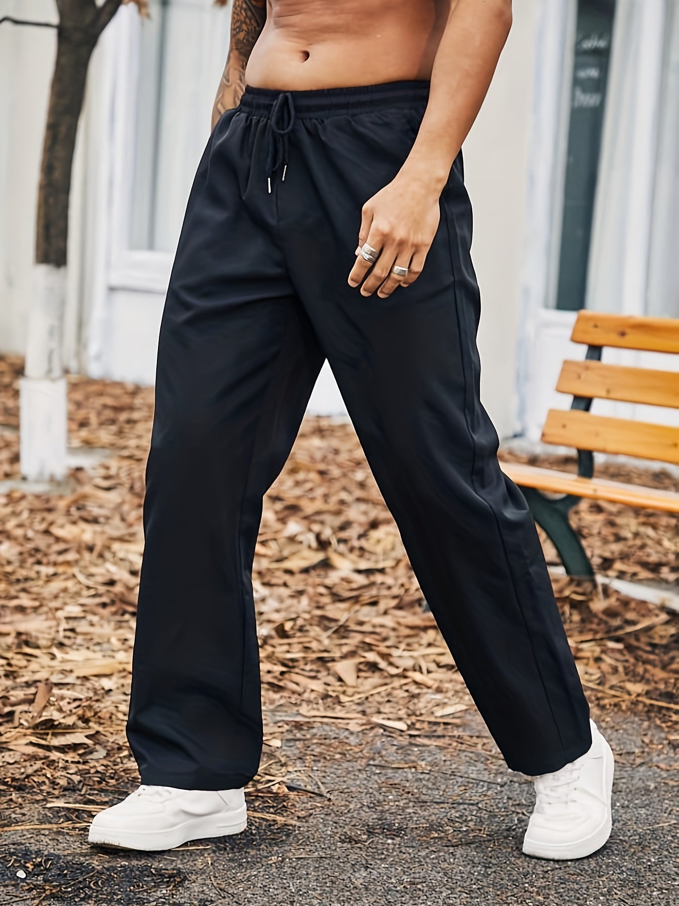 Plus Size Mens Solid Pants - Loose-Fit Design for Ultimate Comfort