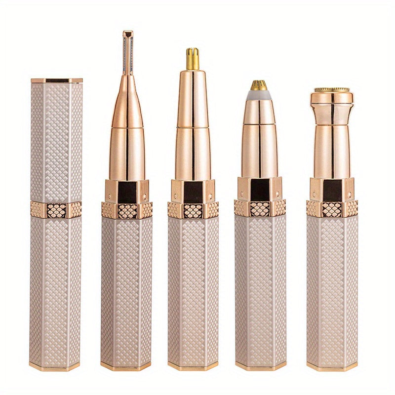 Rechargeable Women's Hair Trimmer with 4 Heads for Face, Eyebrows, Nose, and Body