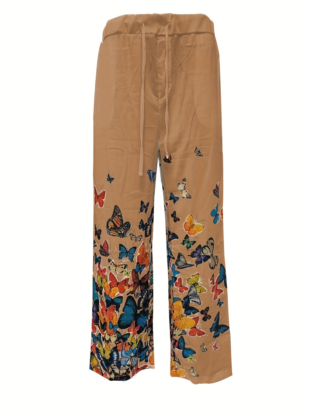 Men's Butterfly Pattern Straight Leg Pants - Casual Beach Trousers