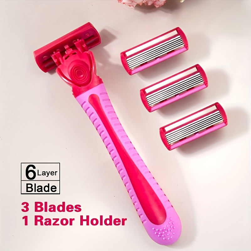 6-layer Manual Body Hair Razor Women Safety Razor Shaver Bikini Trimmer