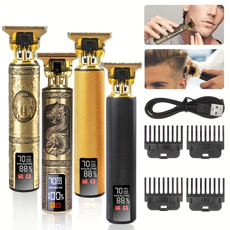 LCD Display Hair Clipper and Trimmer for Men - Retro Style