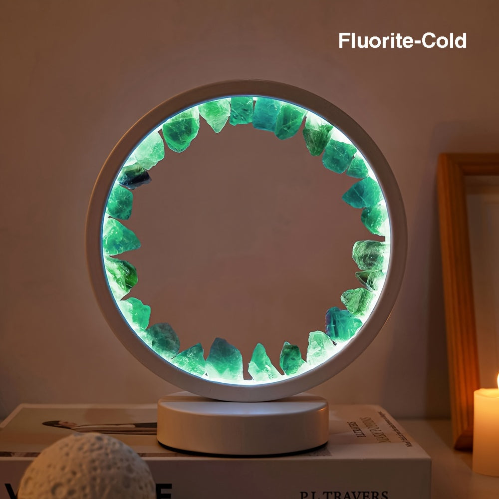 1pc, Rechargeable LED Bedside Lamp with Natural Quartz Amethyst Cluster