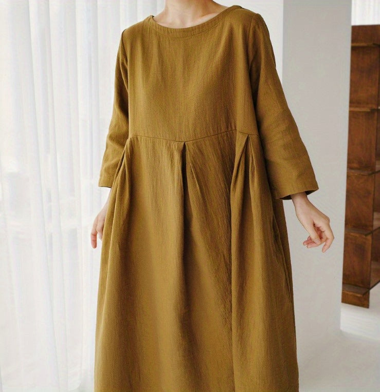Chic Solid Maxi Dress with Pleated Hem