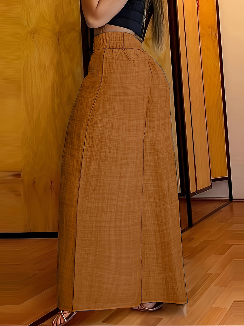 Elegant Solid Color Wide Leg Palazzo Pants