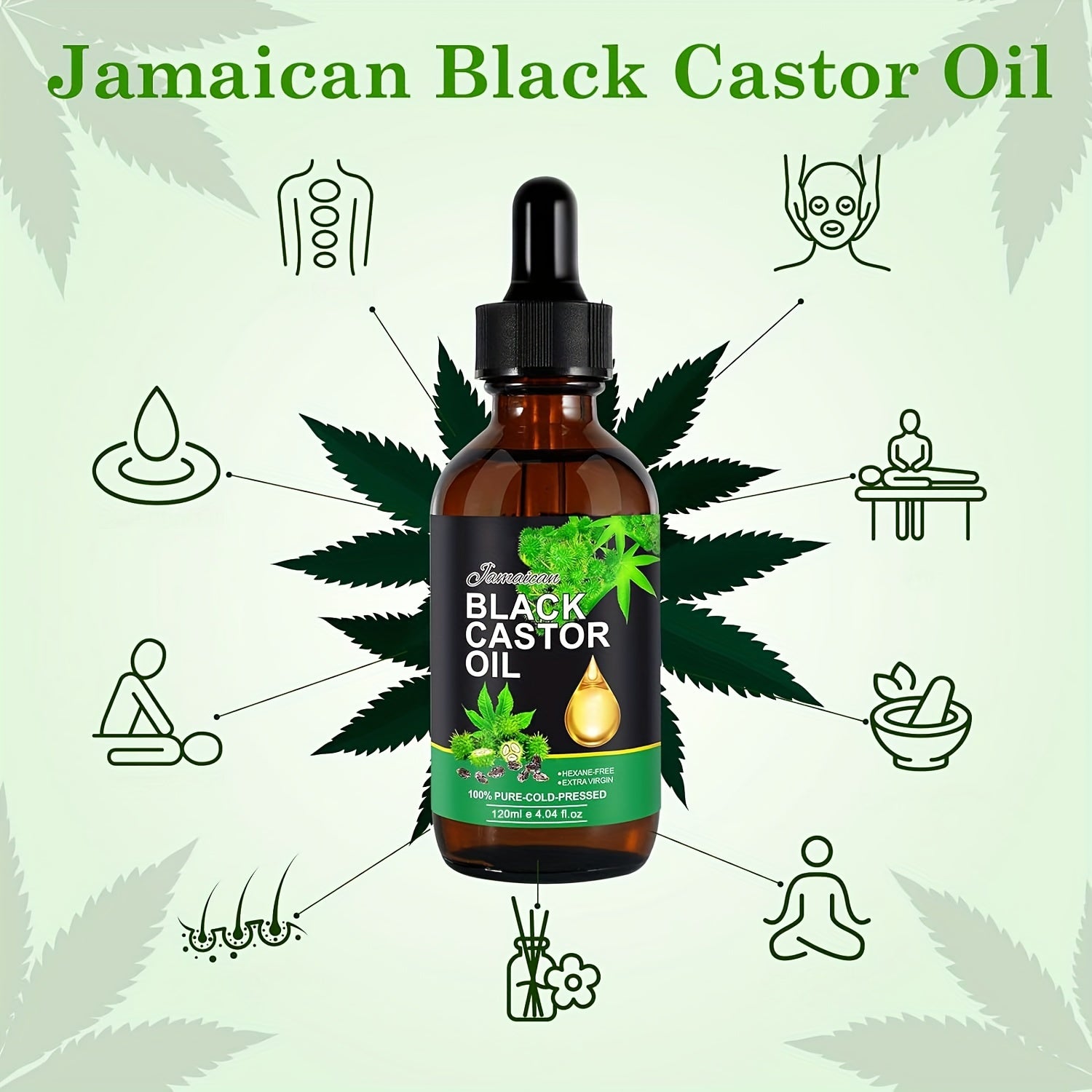 100% Pure Cold Pressed Jamaican Black Castor Oil