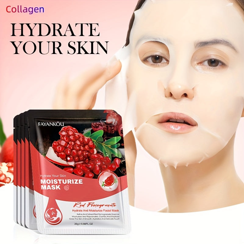 3-6pcs, pomegranate moisturizing and nourishing facial mask