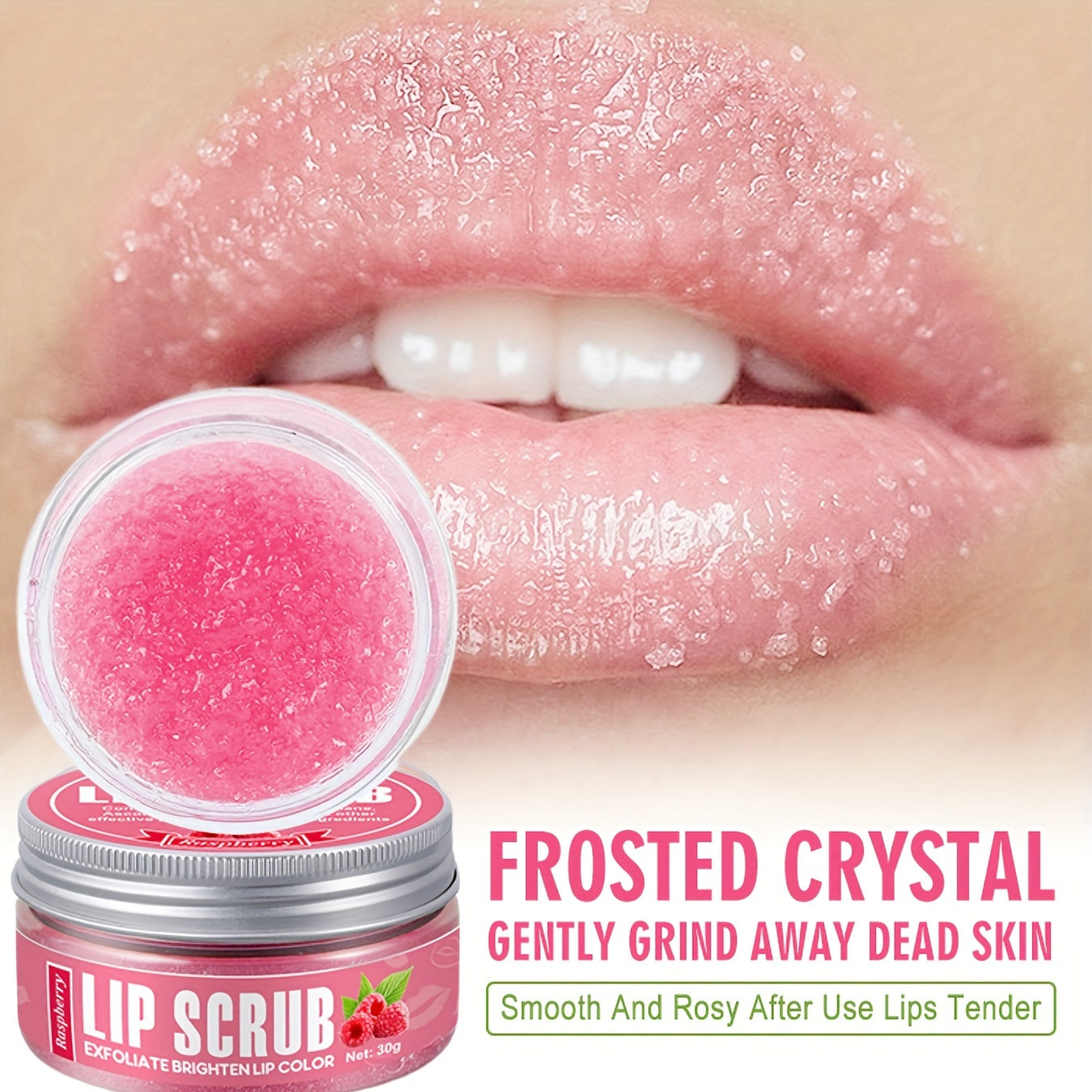 Raspberry Scent Lip Scrub 30g/1.06oz, Exfoliating & Moisturizing Lip Care