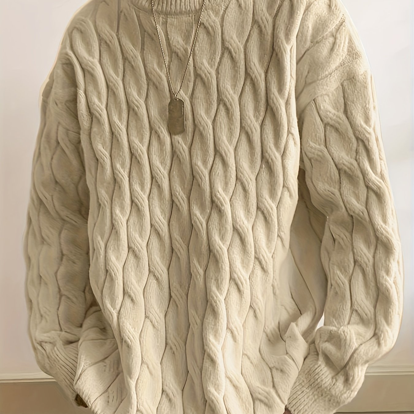 Plus Size Men's Crew Neck Sweater - Winter Comfort Stretch, Casual Knit Top Big and Tall