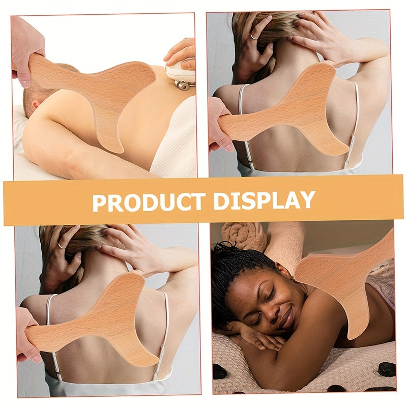 1pc Ergonomic Fish Tail Shaped Wooden Massage Tool