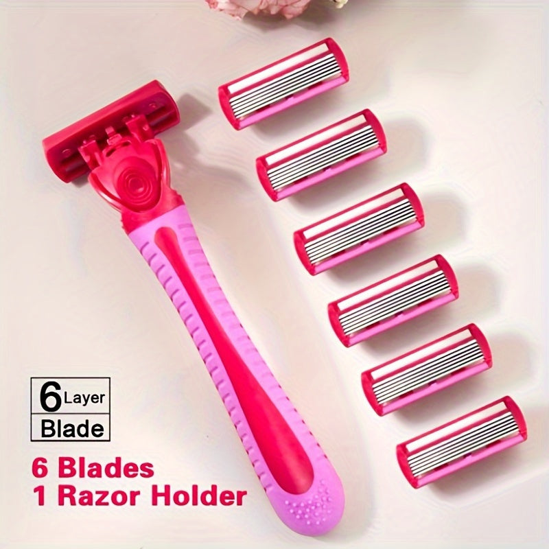 6-layer Manual Body Hair Razor Women Safety Razor Shaver Bikini Trimmer