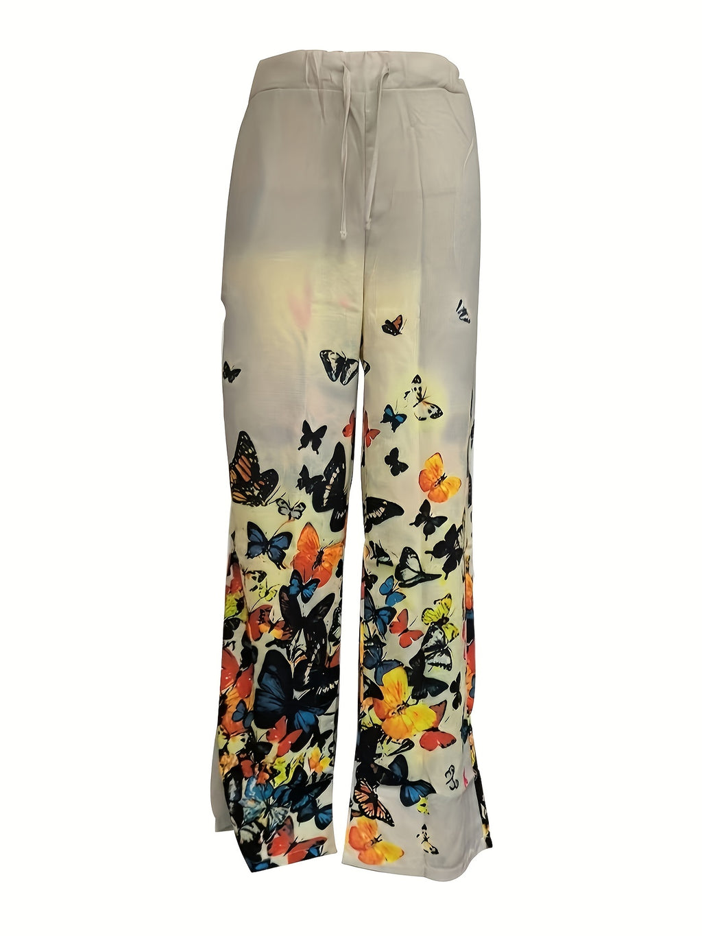 Men's Butterfly Pattern Straight Leg Pants - Casual Beach Trousers