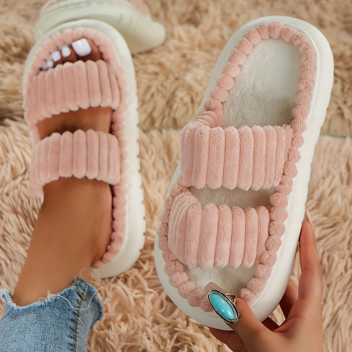 Cozy Chic Plush Platform Slippers