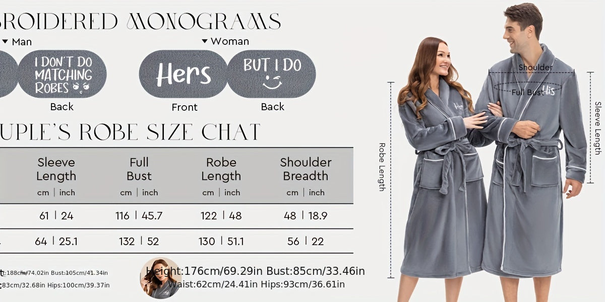 2Pcs His and Hers Robes Plush Fleece Kimono Robes