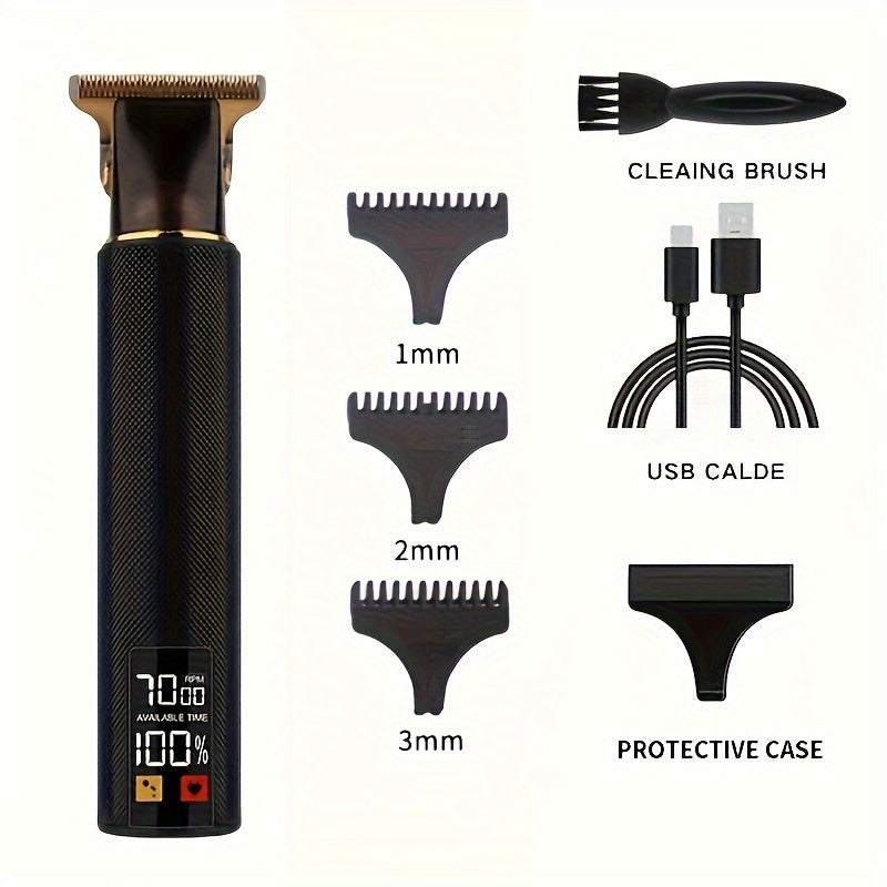 LCD Display Hair Clipper and Trimmer for Men - Retro Style