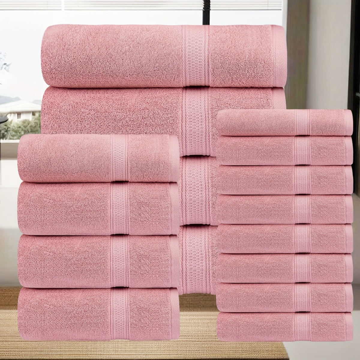 16pcs/8pcs Luxurious Soft Towel Set | 4 Bath Towels, 4 Hand Towels, 8 Washcloths