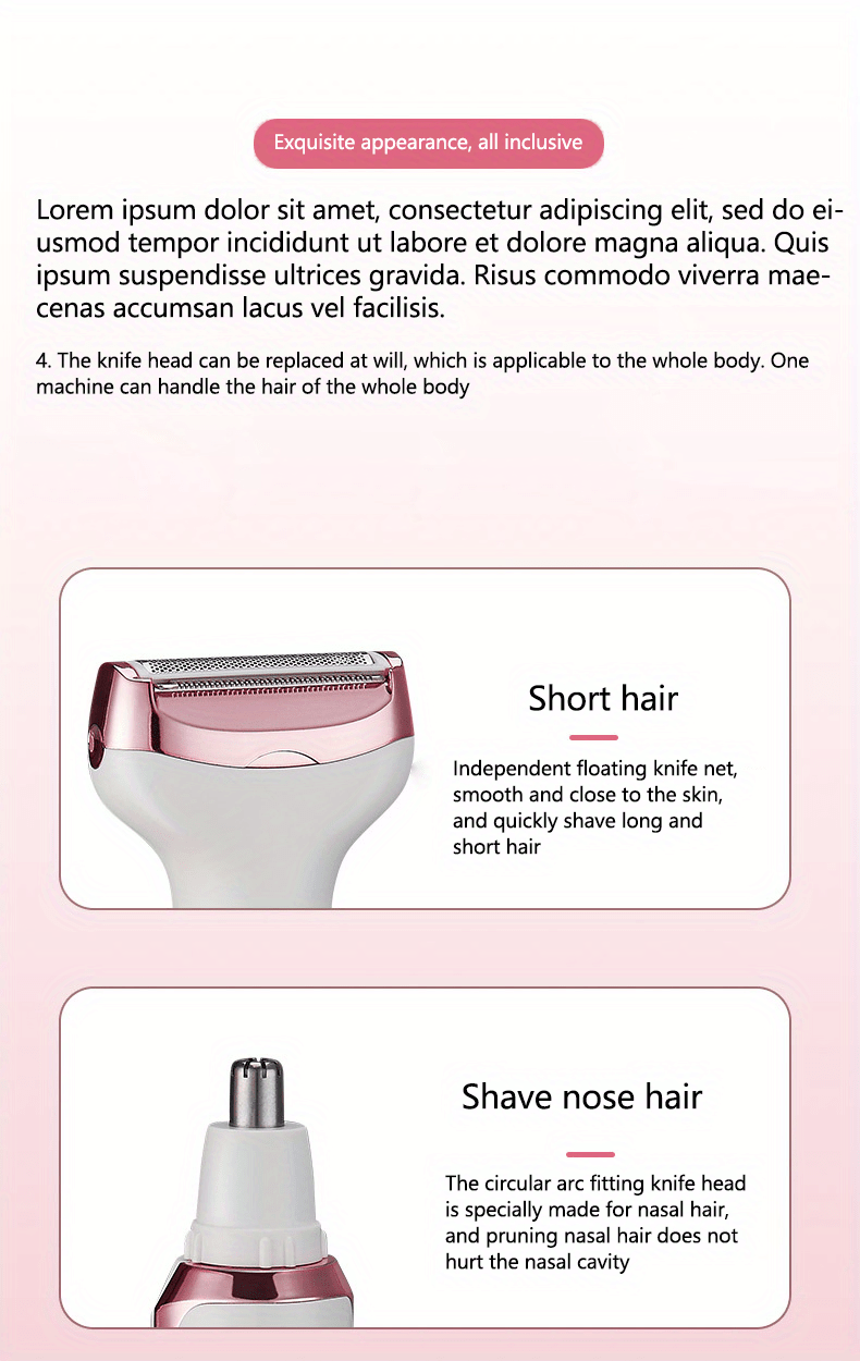 4in1 Women's Electric Hair Remover Multifunctional Women's Electric Shaver Trimmer