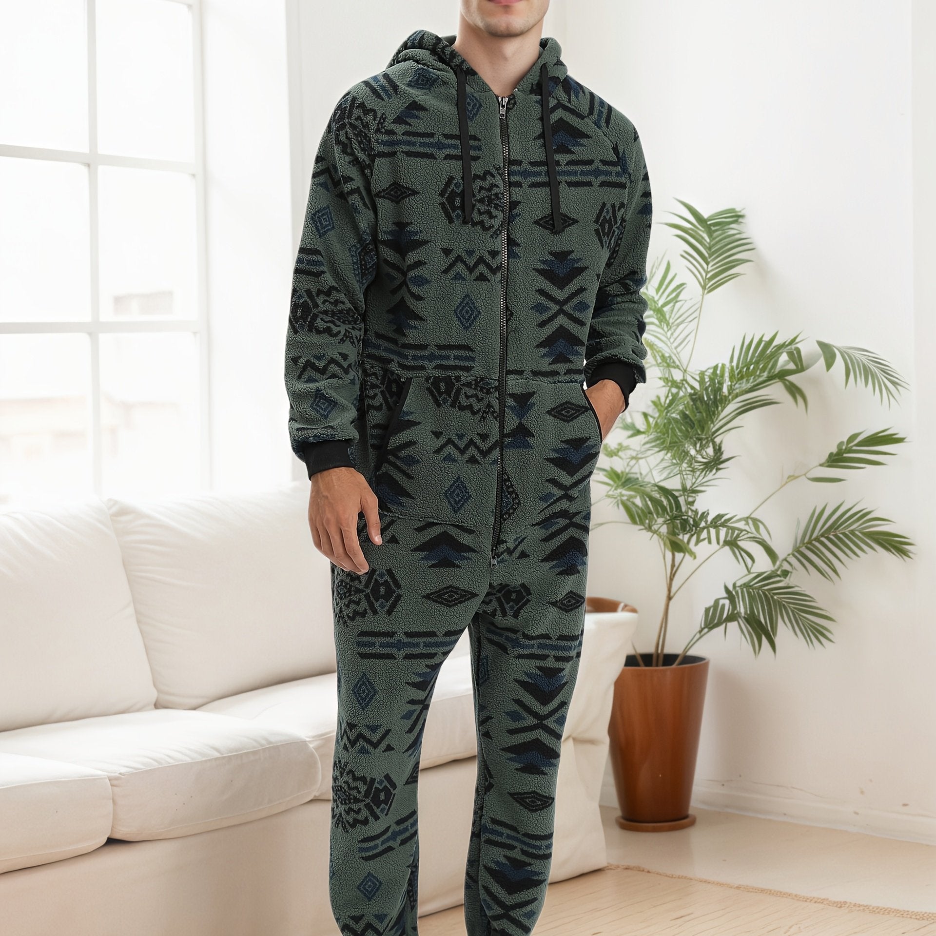 Men's Heavy-Duty Full-Zip Hooded Onesie