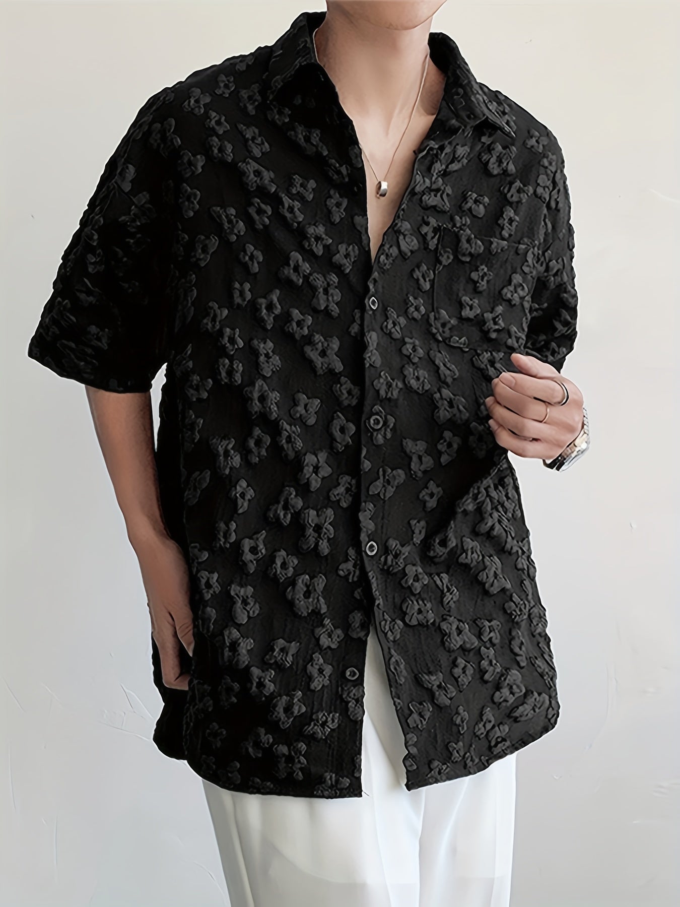 Men's Bohemian Floral Print Casual Shirt - Loose Fit