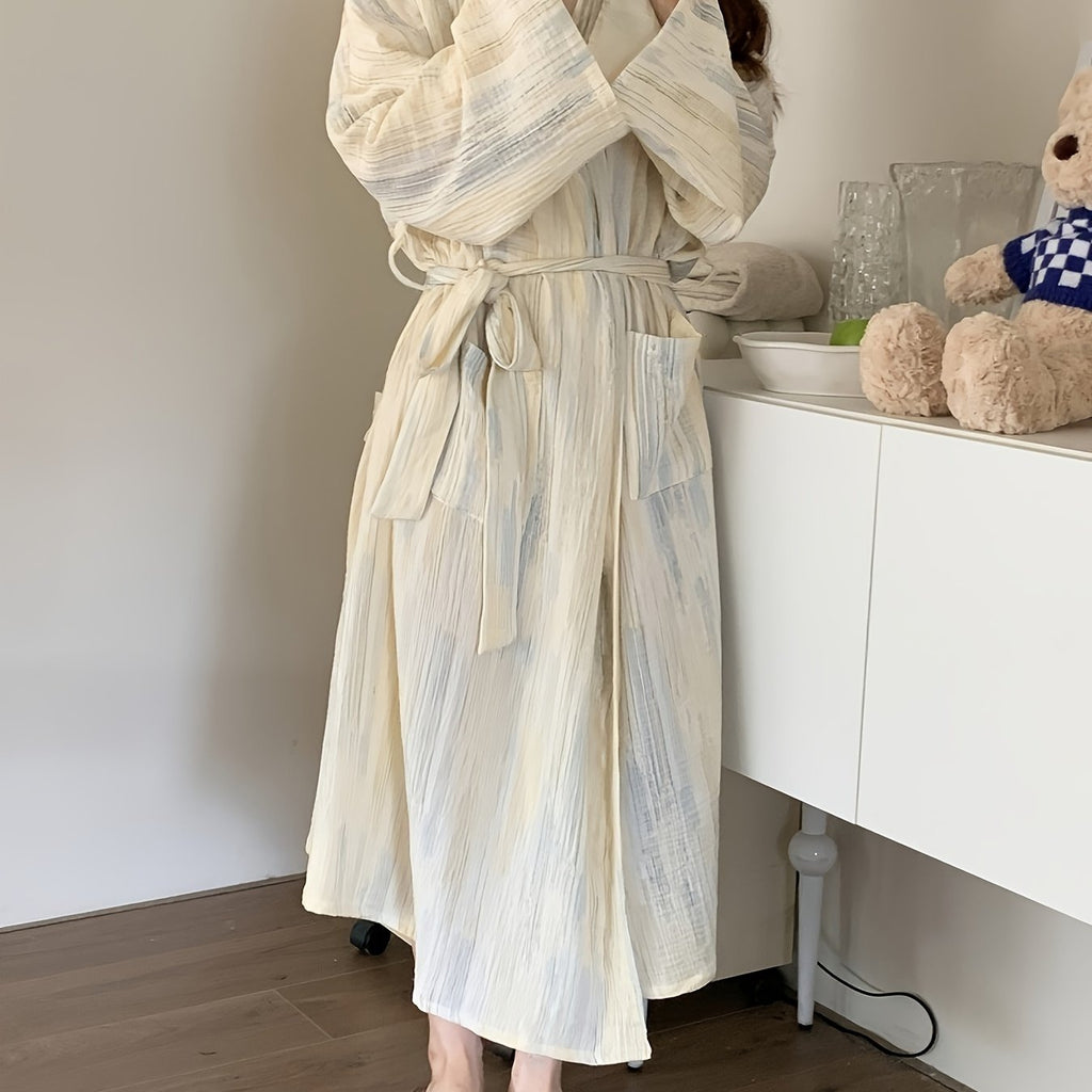 Elegant Ombre Stripe Print Night Robes