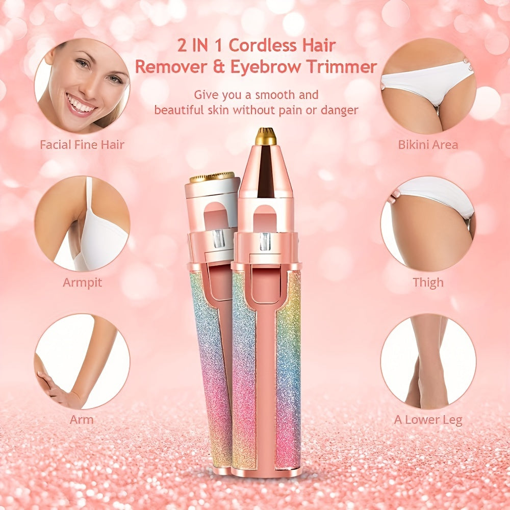 Facial Hair Removal For Women, 2-in-1 Electric Eyebrow Trimmer Hair Remover
