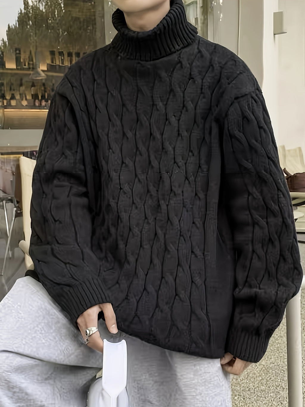 Plus Size Men's Crew Neck Sweater - Winter Comfort Stretch, Casual Knit Top Big and Tall