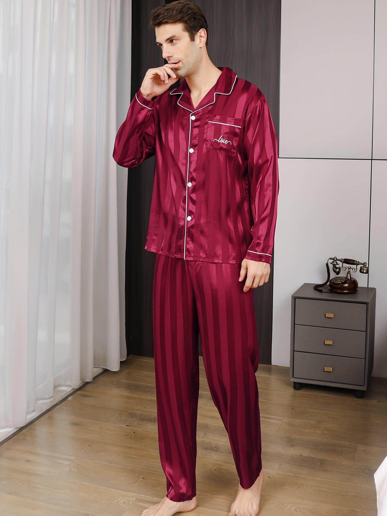 Men's Pajamas Ice Silky Fabric