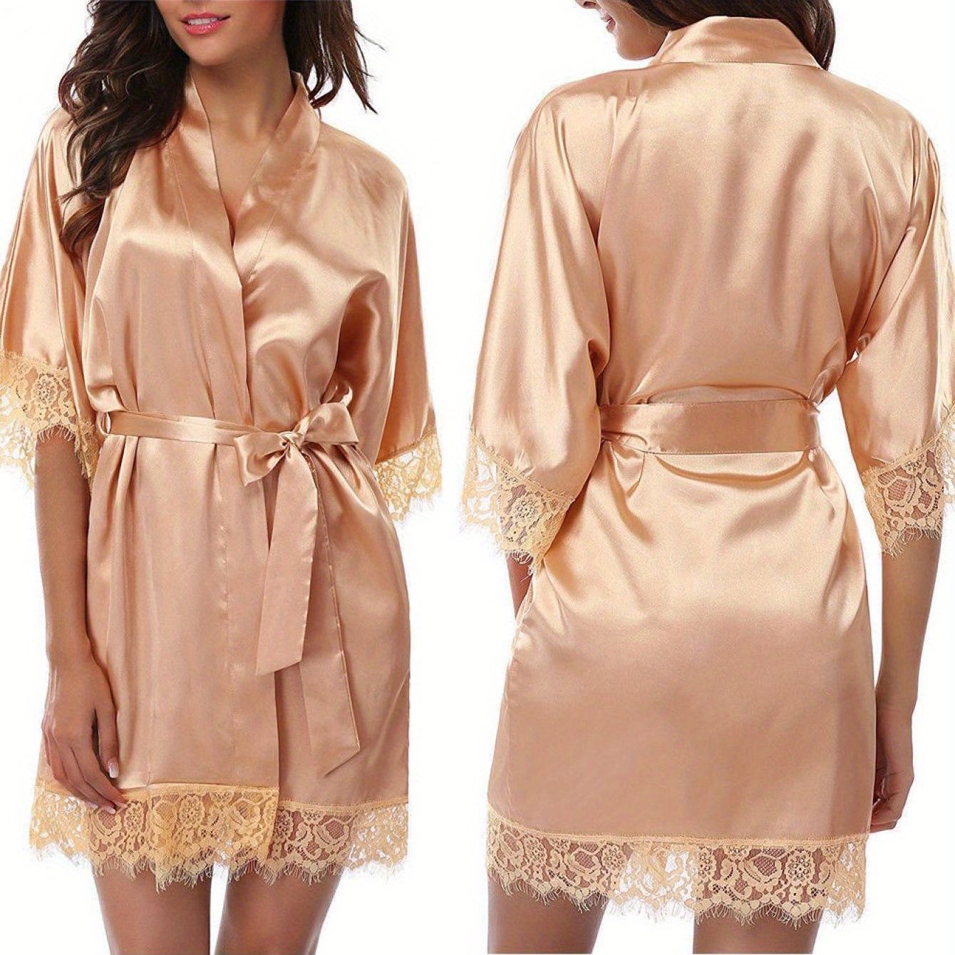 Medium Sleeve Satin Women's Night Robes