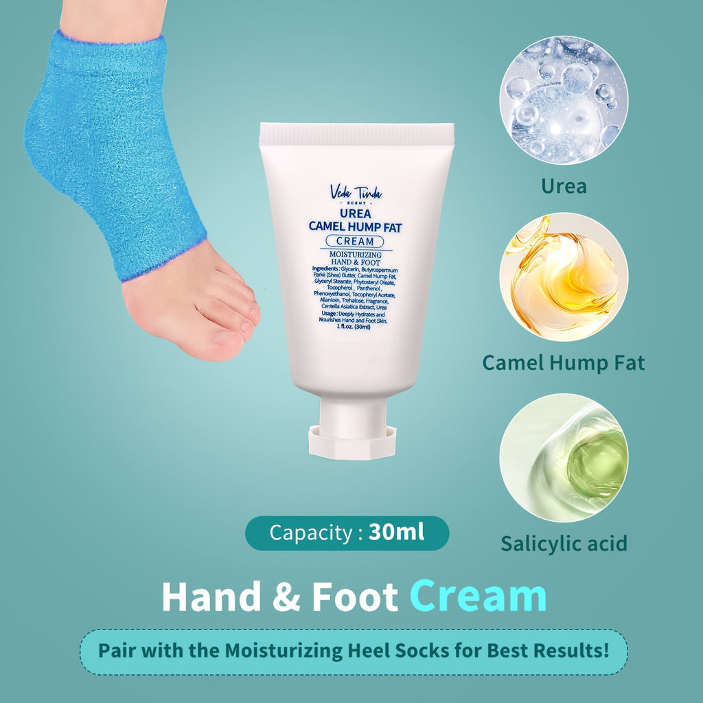 VTS Self Care Kit - Includes Moisturizing Heel Socks, Hand & Foot Oil, Salt Scrubs, Serum, Urea Cream 40 Percent - Hand Care Set, Foot Pedicure Kit