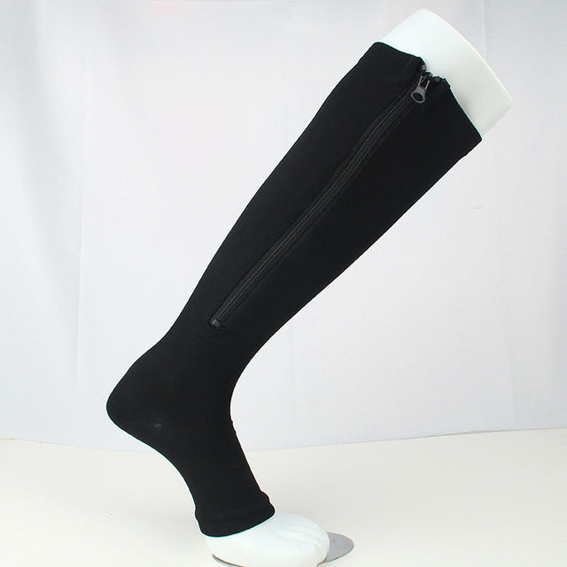 Toeless Compression Socks With Side Zipper For All Day Wear, Sports Socks