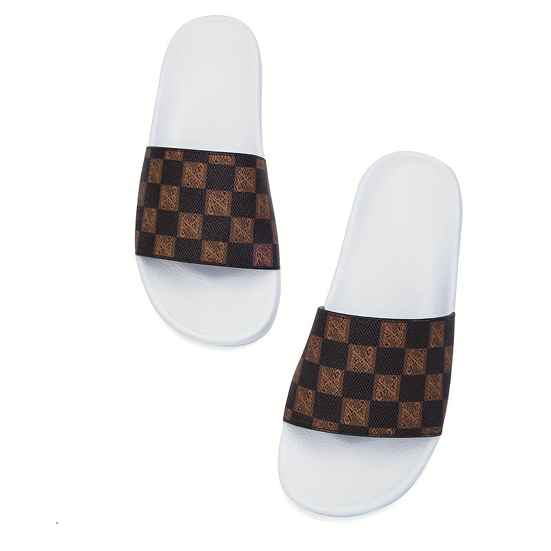 Men's Checkered Design Slides