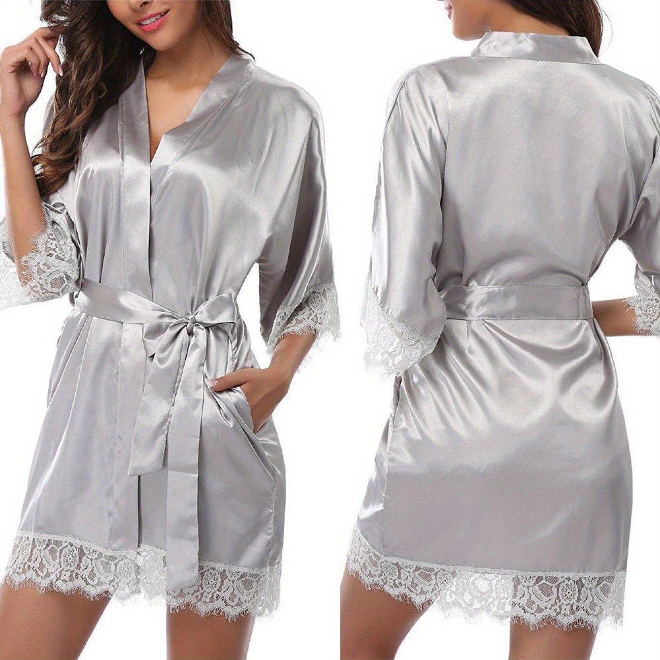 Medium Sleeve Satin Women's Night Robes