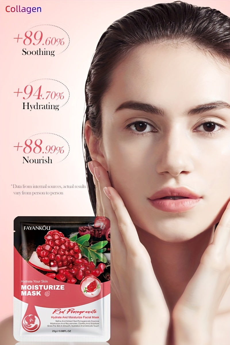 3-6pcs, pomegranate moisturizing and nourishing facial mask