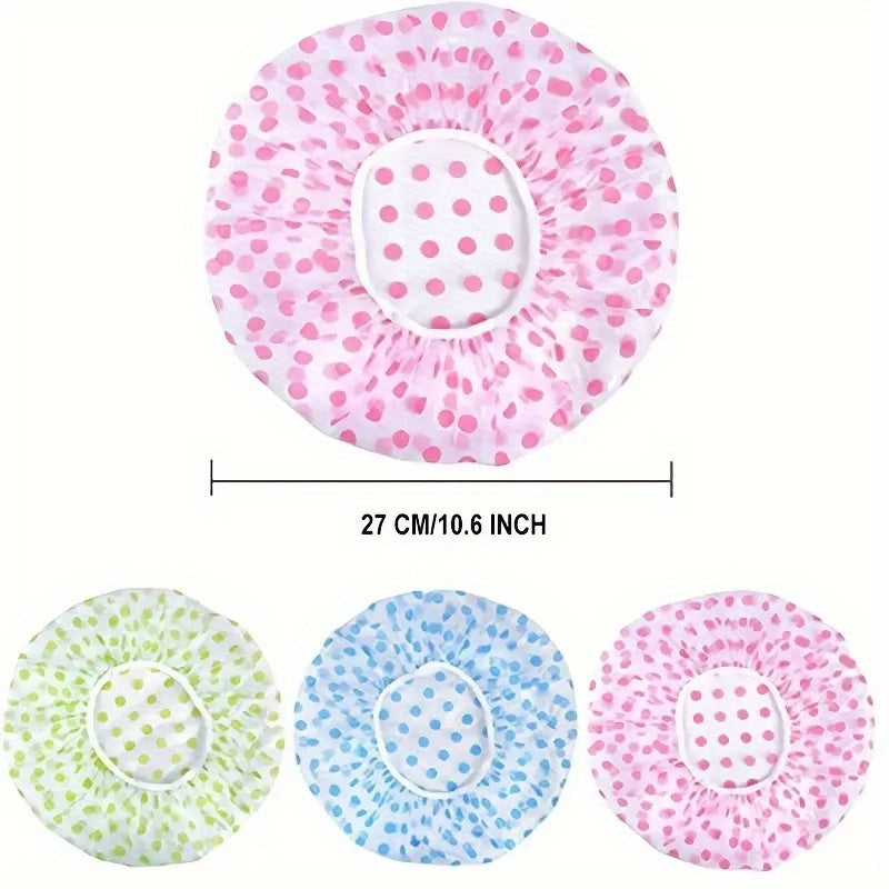 Buy 2 Get 1 Free, total of 3 pcs Adorable Polka Dot Printed Shower Caps