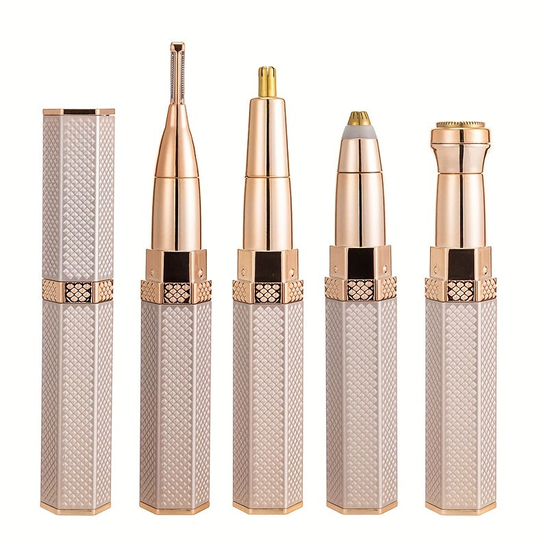 Rechargeable Women's Hair Trimmer with 4 Heads for Face, Eyebrows, Nose, and Body