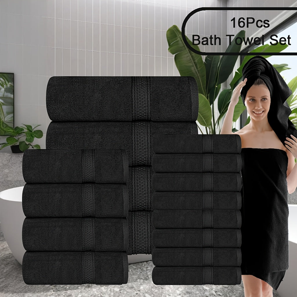 16pcs/8pcs Luxurious Soft Towel Set | 4 Bath Towels, 4 Hand Towels, 8 Washcloths