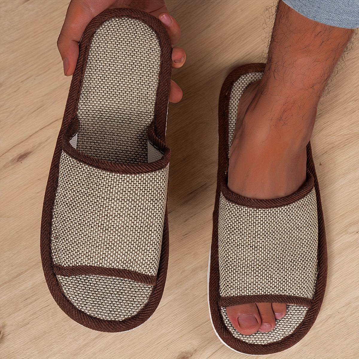 Mens Open Toe Slippers