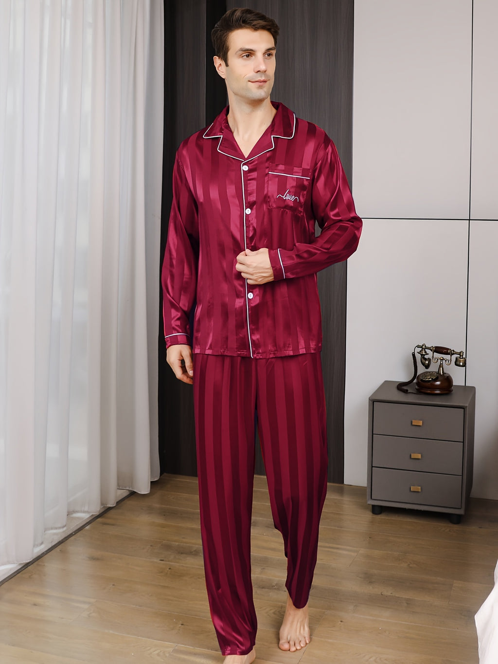 Men's Pajamas Ice Silky Fabric