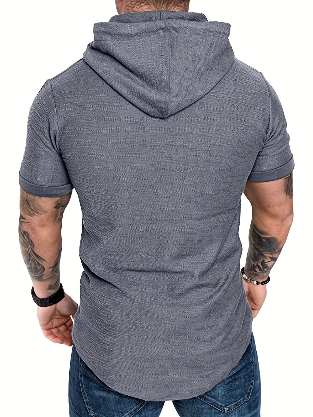 Comfort-Fit Men's Short Sleeve Hoodie - Breathable Knit T-shirt